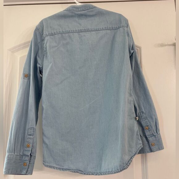 Nukutavake - Designed in Spain - Mayoral blue dress shirt mandarin collar size 8 - Picture 3 of 3